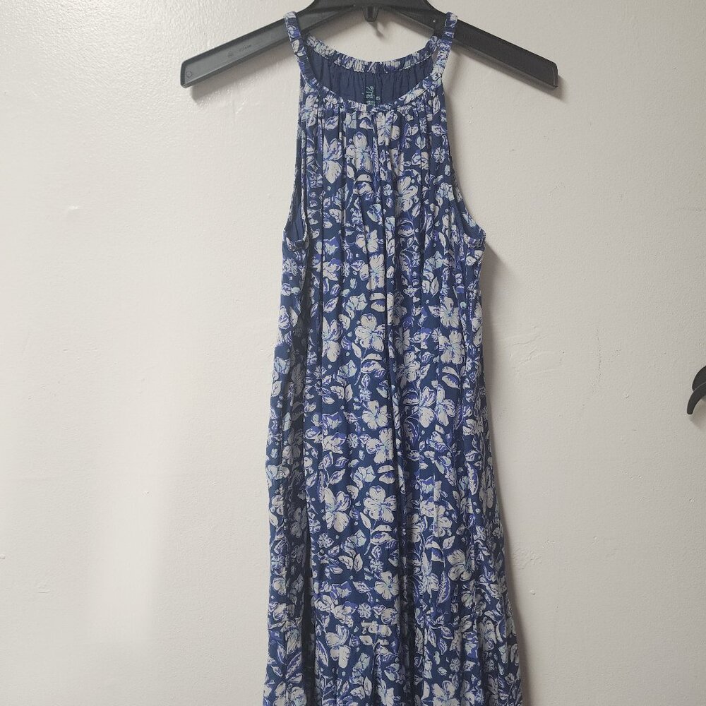 Vineyard Vines Racerback blue white floral dress XL 16(youth) summer party